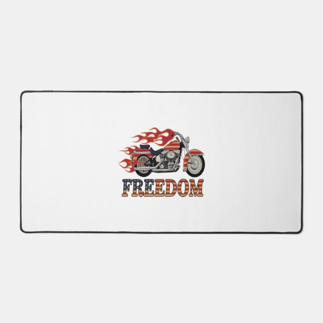 Freedom Motorcycle Flames Desk Mat (Front)