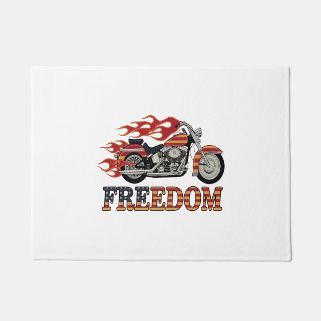 Freedom Motorcycle Flames Doormat (Front)