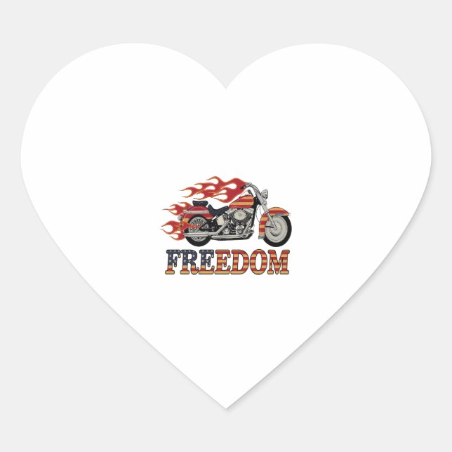 Freedom Motorcycle Flames Heart Sticker (Front)