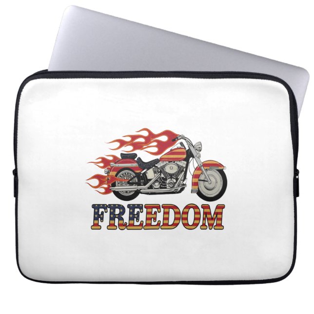 Freedom Motorcycle Flames Laptop Sleeve (Front)