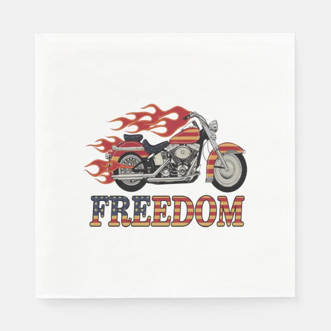 Freedom Motorcycle Flames Napkin (Front)