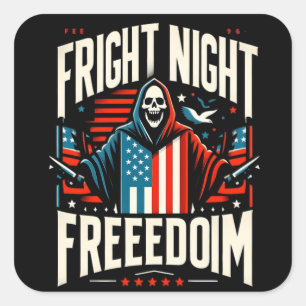 Freedom Night Horror: Modern American Design Square Sticker