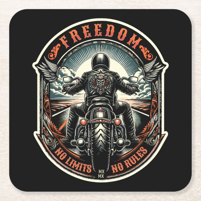 Freedom – No Limits, No Rules Square Paper Coaster (Front)