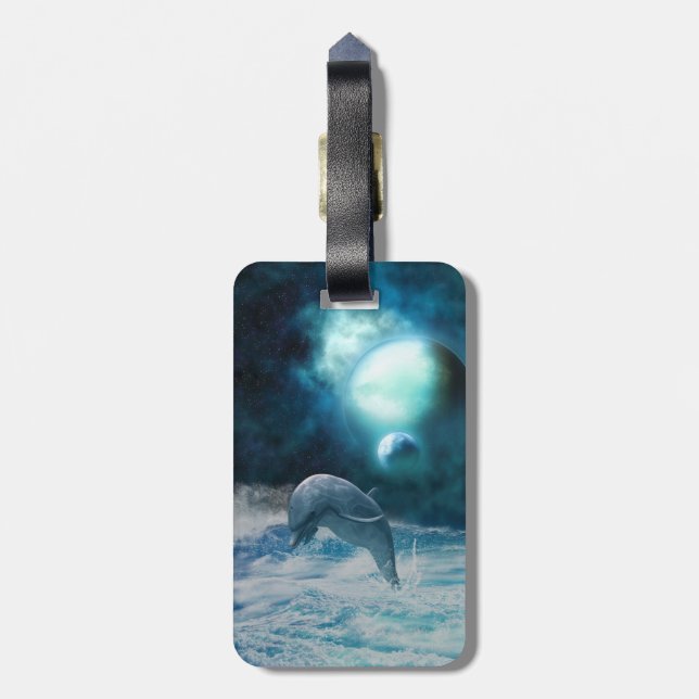 Freedom Of Dolphins Luggage Tag (Back Vertical)