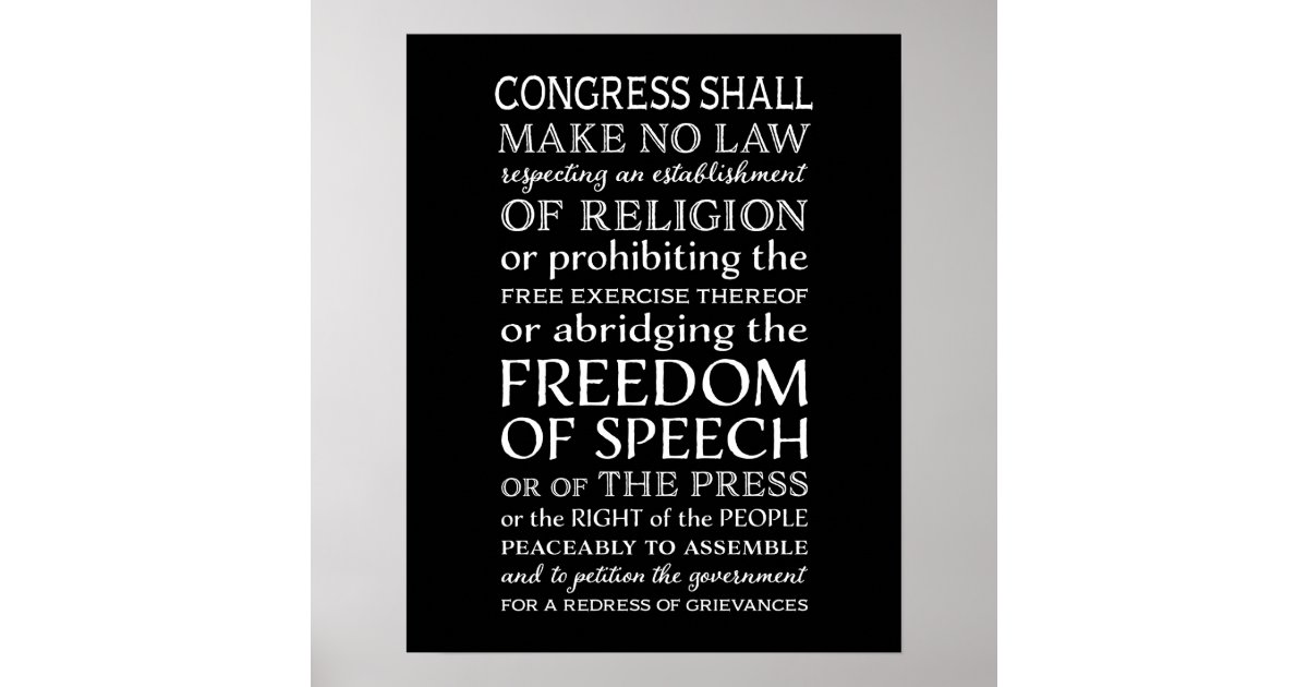 Freedom of Speech Bill of Rights Text Poster | Zazzle