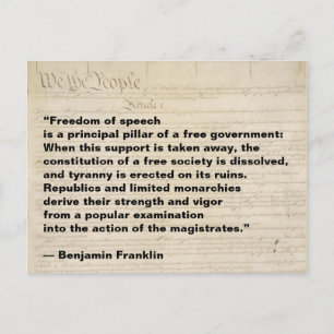 Freedom of Speech is a Pillar of Free Government Postcard