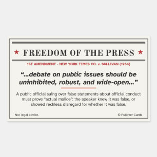Freedom of the Press Sticker – NYT v. Sullivan