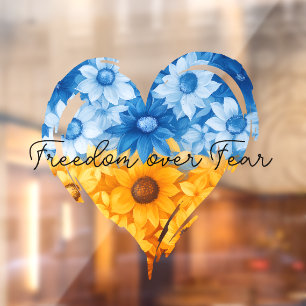 Freedom Over Fear Sunflower Heart Window Cling