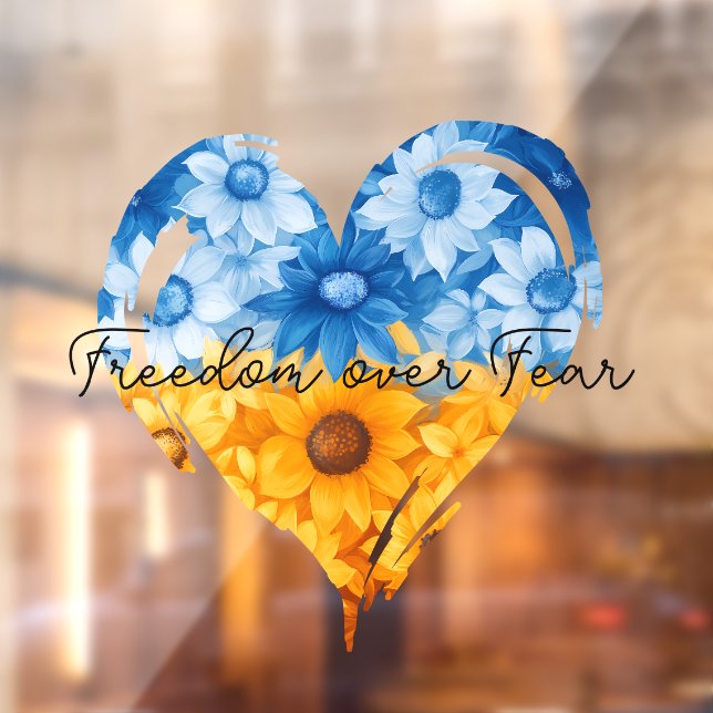 Freedom Over Fear Sunflower Heart Window Cling (Sheet 2)