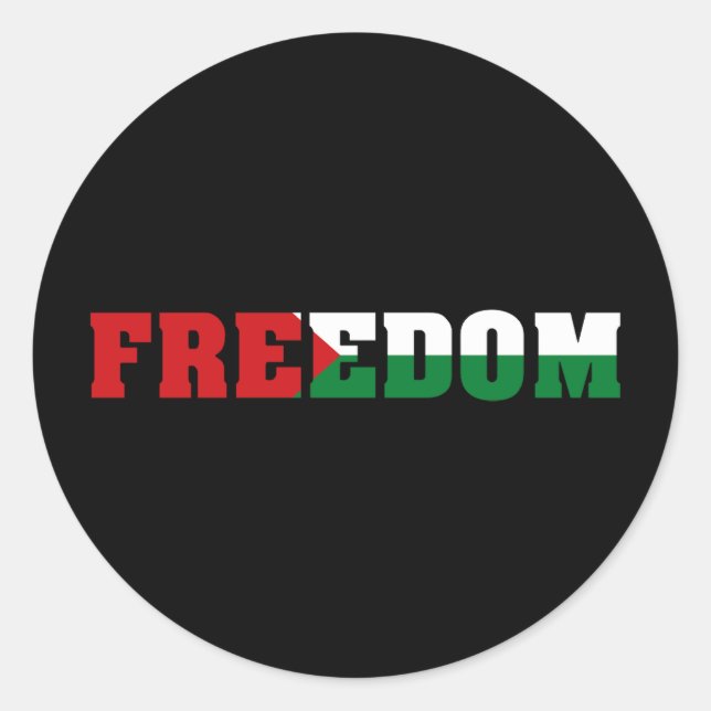 Freedom | Palestine Flag Colours | Free Gaza Classic Round Sticker (Front)