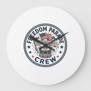 Freedom Parade Crew Patriotic Patriotic Parade Vin Large Clock