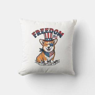 Freedom Patriotic Corgi Vintage Engraving T-Shirt_ Cushion