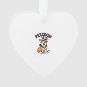 Freedom Patriotic Corgi Vintage Engraving T-Shirt_ Ornament