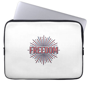 Freedom Patriotic Firework Vector Shirt Design_1 Laptop Sleeve