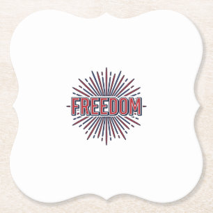 Freedom Patriotic Firework Vector Shirt Design_1 Paper Coaster