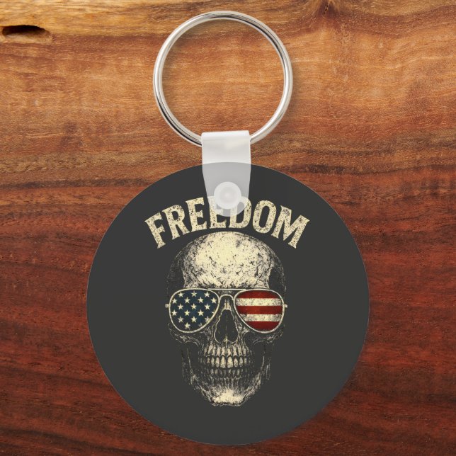 Freedom Patriotic Skull USA Key Ring (Front)