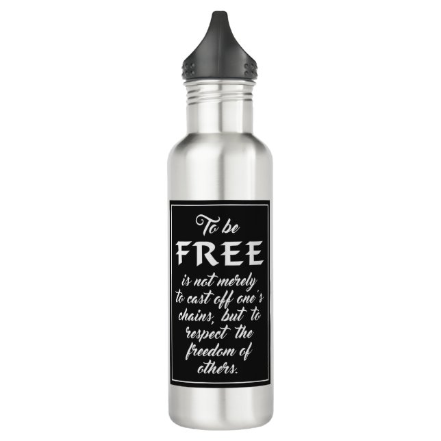 Freedom Quote custom monogram water bottles (Left)