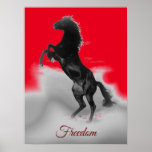 Freedom Red Black Grey Rearing Horse Pop Art Poster<br><div class="desc">Wild Horses Digital Artworks,  Paintings,  Pictures and Images</div>