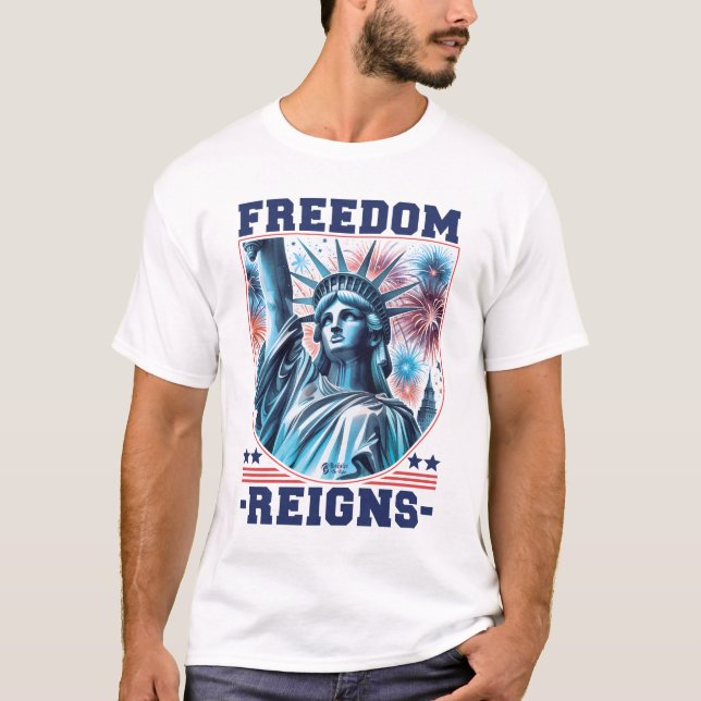 Freedom Reigns Men White T-Shirt (Front)
