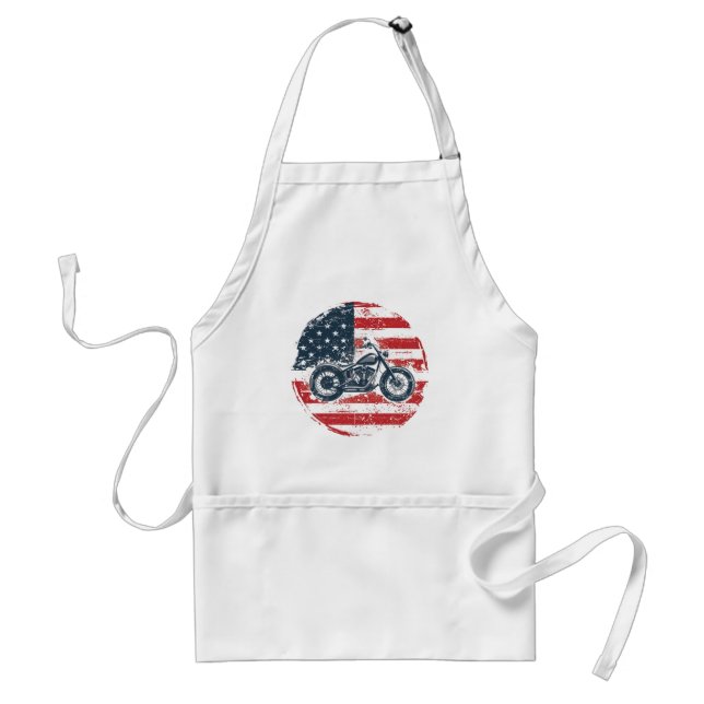 Freedom Ride: Retro Motorcycle and American Flag  Standard Apron (Front)