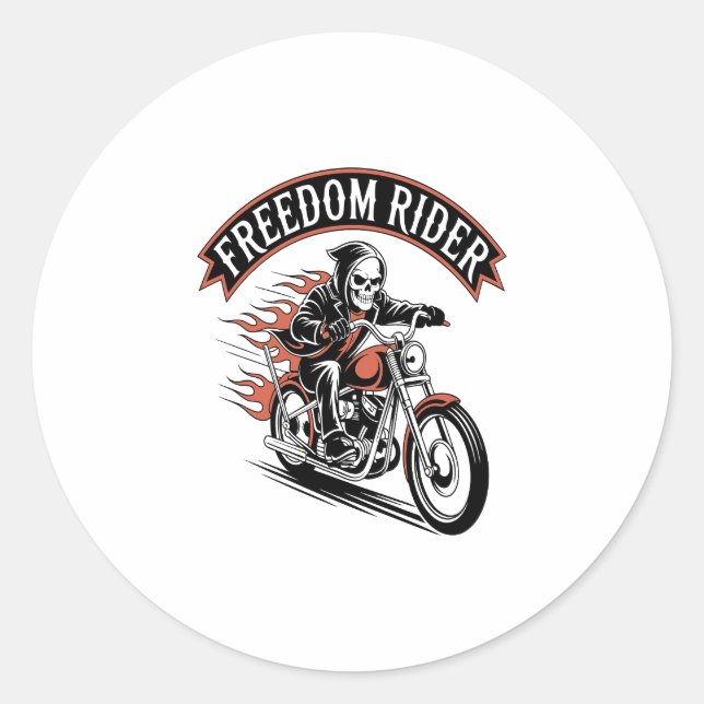 FreeDom Rider Biker Classic Round Sticker (Front)
