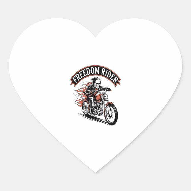 FreeDom Rider Biker Heart Sticker (Front)