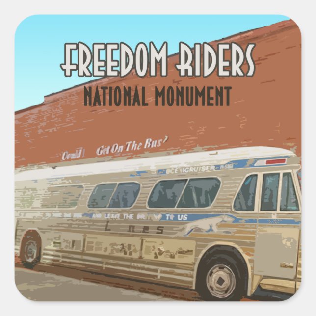 Freedom Riders National Monument Alabama Square Sticker (Front)