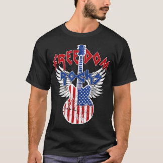 Freedom Rocks 4th of July Patriotic USA Flag Rock  T-Shirt