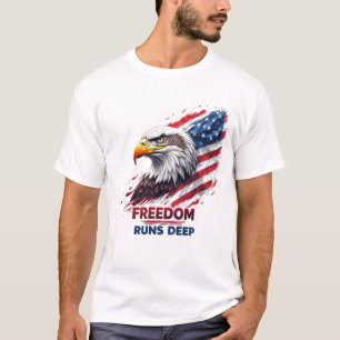 Freedom Runs Deep Patriotic USA Pride Decal T-Shirt