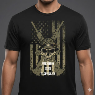 Freedom Seed Dispenser Patriotic Skull T-Shirt