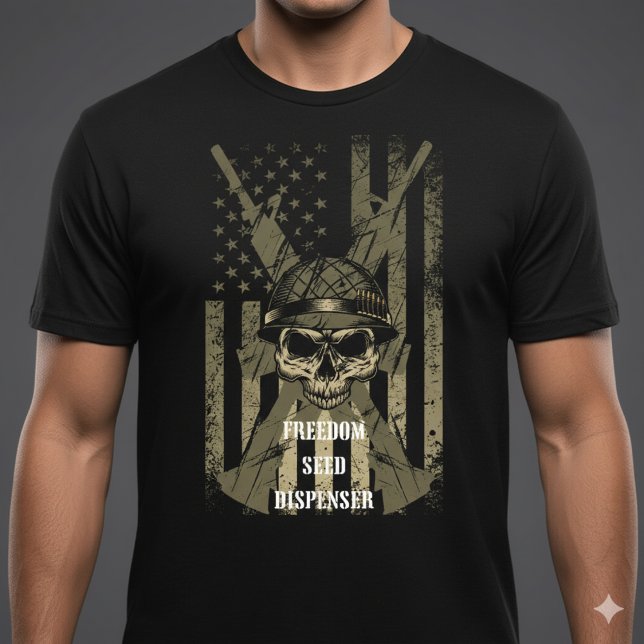 Freedom Seed Dispenser Patriotic Skull T-Shirt (Creator Uploaded)