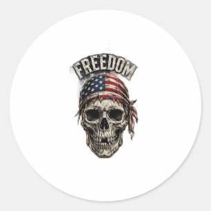Freedom Skull — American Flag Classic Round Sticker