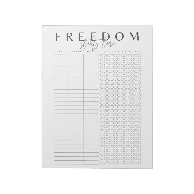 Freedom Starts Here | Simple Elegant Minimalistic  Notepad (Rotated)
