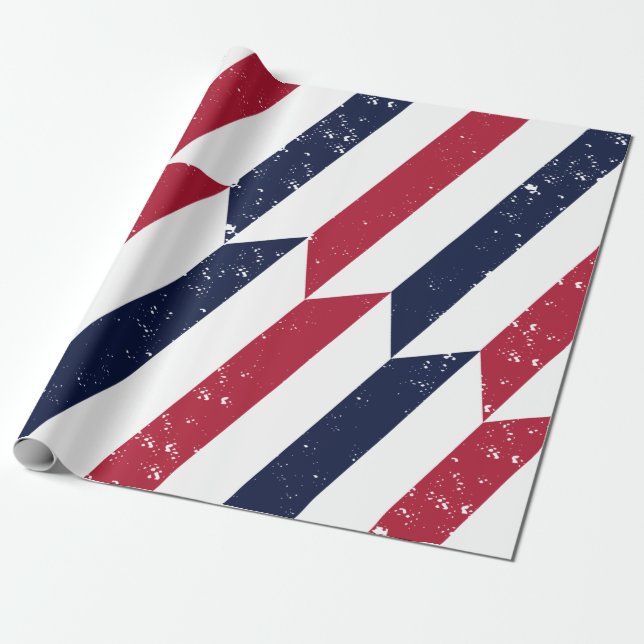 Freedom Steps – Red White & Blue Patriotic Wrapping Paper (Unrolled)