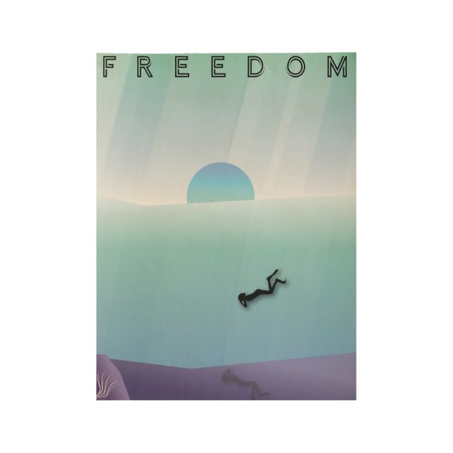 Freedom Swimmer in Blue Wood Poster (Front)