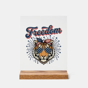 Freedom Tiger Patriotic Vintage Engraving Shirt_1 Acrylic Sign