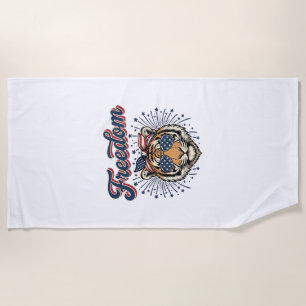 Freedom Tiger Patriotic Vintage Engraving Shirt_1 Beach Towel