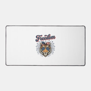 Freedom Tiger Patriotic Vintage Engraving Shirt_1 Desk Mat