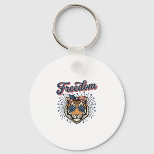 Freedom Tiger Patriotic Vintage Engraving Shirt_1 Key Ring