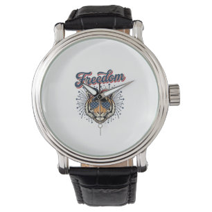 Freedom Tiger Patriotic Vintage Engraving Shirt_1 Watch