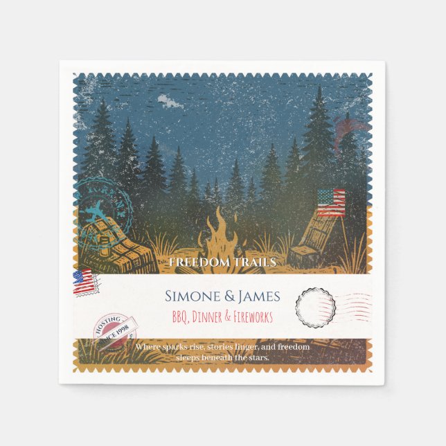 Freedom Trails Campfire Americana Decor Napkin (Front)