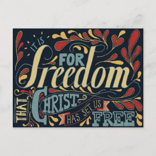 Freedom Typography Artwork Postcard