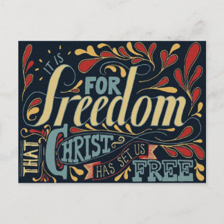 Freedom Typography Artwork Postcard
