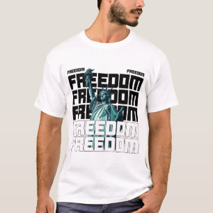 Freedom Typography with Statue of Liberty T-Shirt