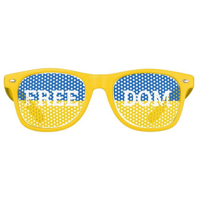 FREEDOM & Ukraine Flag retro Shades / Sunglasses (Front)