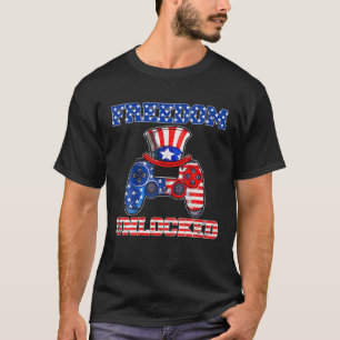 Freedom Unlocked Video Gamer Funny 4Th Of July Pat T-Shirt