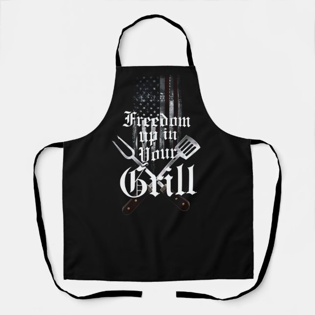FREEDOM UP IN YOUR GRILL American Flag Apron (Front)