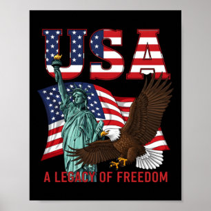 Freedom usa patriotic graphic 4th of july long poster