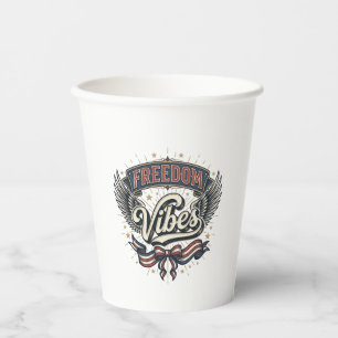 Freedom Vibes Vintage Patriotic T-Shirt Design_1 Paper Cups