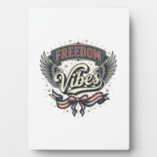 Freedom Vibes Vintage Patriotic T-Shirt Design_1 Plaque
